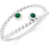 Emerald Rope Cut Double Station Band Ring in 18ct White Gold