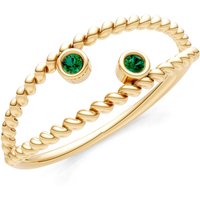 Emerald Rope Cut Double Station Band Ring in 9ct Gold