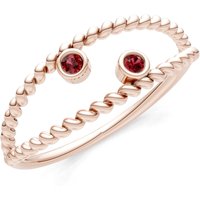 Garnet Rope Cut Double Station Band Ring in 9ct Rose Gold