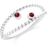 Garnet Rope Cut Double Station Band Ring in 9ct White Gold