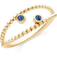 London Blue Topaz Rope Cut Double Station Band Ring in 18ct Gold