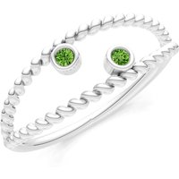 Peridot Rope Cut Double Station Band Ring in 18ct White Gold