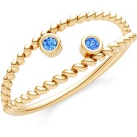 Swiss Blue Topaz Rope Cut Double Station Band Ring in 18ct Gold