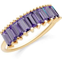 Amethyst Baguette Cut Prong Bar Set Half Band Ring in 18ct Gold