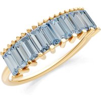 Aquamarine Baguette Cut Prong Bar Set Half Band Ring in 18ct Gold