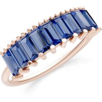 Sapphire Baguette Cut Prong Bar Set Half Band Ring in 9ct Rose Gold