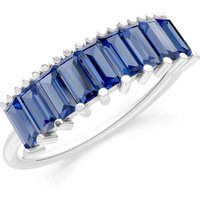 Sapphire Baguette Cut Prong Bar Set Half Band Ring in 18ct White Gold