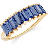 Sapphire Baguette Cut Prong Bar Set Half Band Ring in 18ct Gold