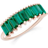 Emerald Baguette Cut Prong Bar Set Half Band Ring in 9ct Rose Gold