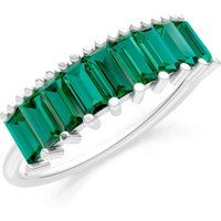 Emerald Baguette Cut Prong Bar Set Half Band Ring in 9ct White Gold