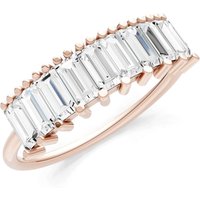 Diamond Baguette Cut Prong Bar Set Half Band Ring in 9ct Rose Gold