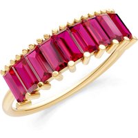 Ruby Baguette Cut Prong Bar Set Half Band Ring in 18ct Gold