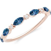 Alexandrite and Diamond Alternating Prong Station Marquise and Half Band Ring in 9ct Rose Gold