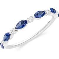 Sapphire and Diamond Alternating Prong Station Marquise and Half Band Ring in 9ct White Gold