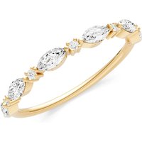 Diamond Alternating Prong Station Marquise and Half Band Ring in 9ct Gold