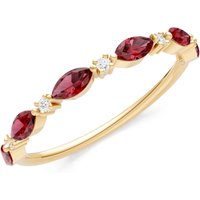 Garnet and Diamond Alternating Prong Station Marquise and Half Band Ring in 9ct Gold