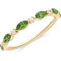 Peridot and Diamond Alternating Prong Station Marquise and Half Band Ring in 9ct Gold