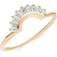 Diamond Curved Prong Bar Tapered Baguette Half Band Ring in 18ct Gold