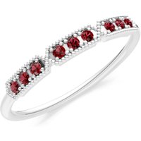 Garnet Tri-Cluster Tiara Contour Ring in 18ct White Gold