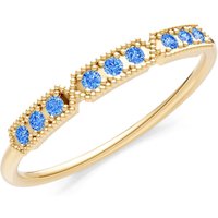 Swiss Blue Topaz Tri-Cluster Tiara Contour Ring in 18ct Gold