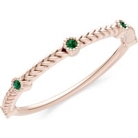 Emerald Woven Band Braided Metal with Accents Ring in 9ct Rose Gold