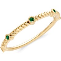 Emerald Woven Band Braided Metal with Accents Ring in 9ct Gold