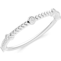 Diamond Woven Band Braided Metal with Accents Ring in 9ct White Gold