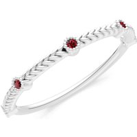 Garnet Woven Band Braided Metal with Accents Ring in 18ct White Gold