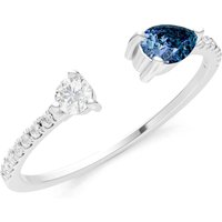 Alexandrite and Diamond Open Pear and Band Ring in 9ct White Gold