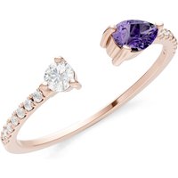 Amethyst and Diamond Open Pear and Band Ring in 9ct Rose Gold