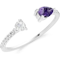 Amethyst and Diamond Open Pear and Band Ring in 9ct White Gold