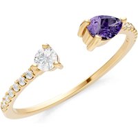 Amethyst and Diamond Open Pear and Band Ring in 9ct Gold