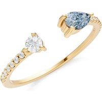 Aquamarine and Diamond Open Pear and Band Ring in 18ct Gold