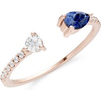 Sapphire and Diamond Open Pear and Band Ring in 9ct Rose Gold