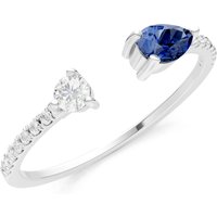 Sapphire and Diamond Open Pear and Band Ring in 9ct White Gold
