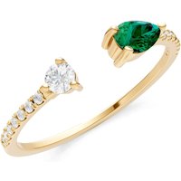 Emerald and Diamond Open Pear and Band Ring in 9ct Gold