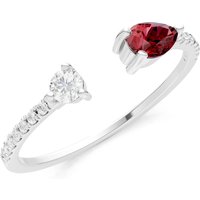 Garnet and Diamond Open Pear and Band Ring in 18ct White Gold