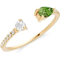 Peridot and Diamond Open Pear and Band Ring in 18ct Gold