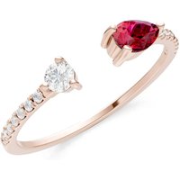 Ruby and Diamond Open Pear and Band Ring in 9ct Rose Gold