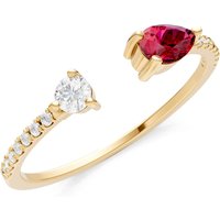 Ruby and Diamond Open Pear and Band Ring in 9ct Gold