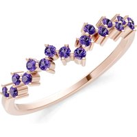 Amethyst Cluster Band Prong Set Ring in 9ct Rose Gold
