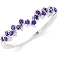 Amethyst Cluster Band Prong Set Ring in 9ct White Gold