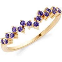 Amethyst Cluster Band Prong Set Ring in 18ct Gold
