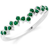 Emerald Cluster Band Prong Set Ring in 18ct White Gold
