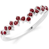 Garnet Cluster Band Prong Set Ring in 9ct White Gold