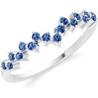 London Blue Topaz Cluster Band Prong Set Ring in 9ct White Gold