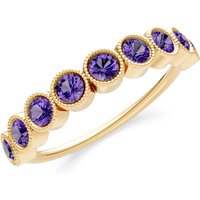 Amethyst Milgrain Bezel Half Band Ring in 18ct Gold