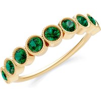 Emerald Milgrain Bezel Half Band Ring in 18ct Gold