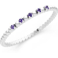 Amethyst 5 Stone Beaded Ring in 9ct White Gold