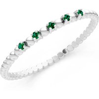 Emerald 5 Stone Beaded Ring in 18ct White Gold